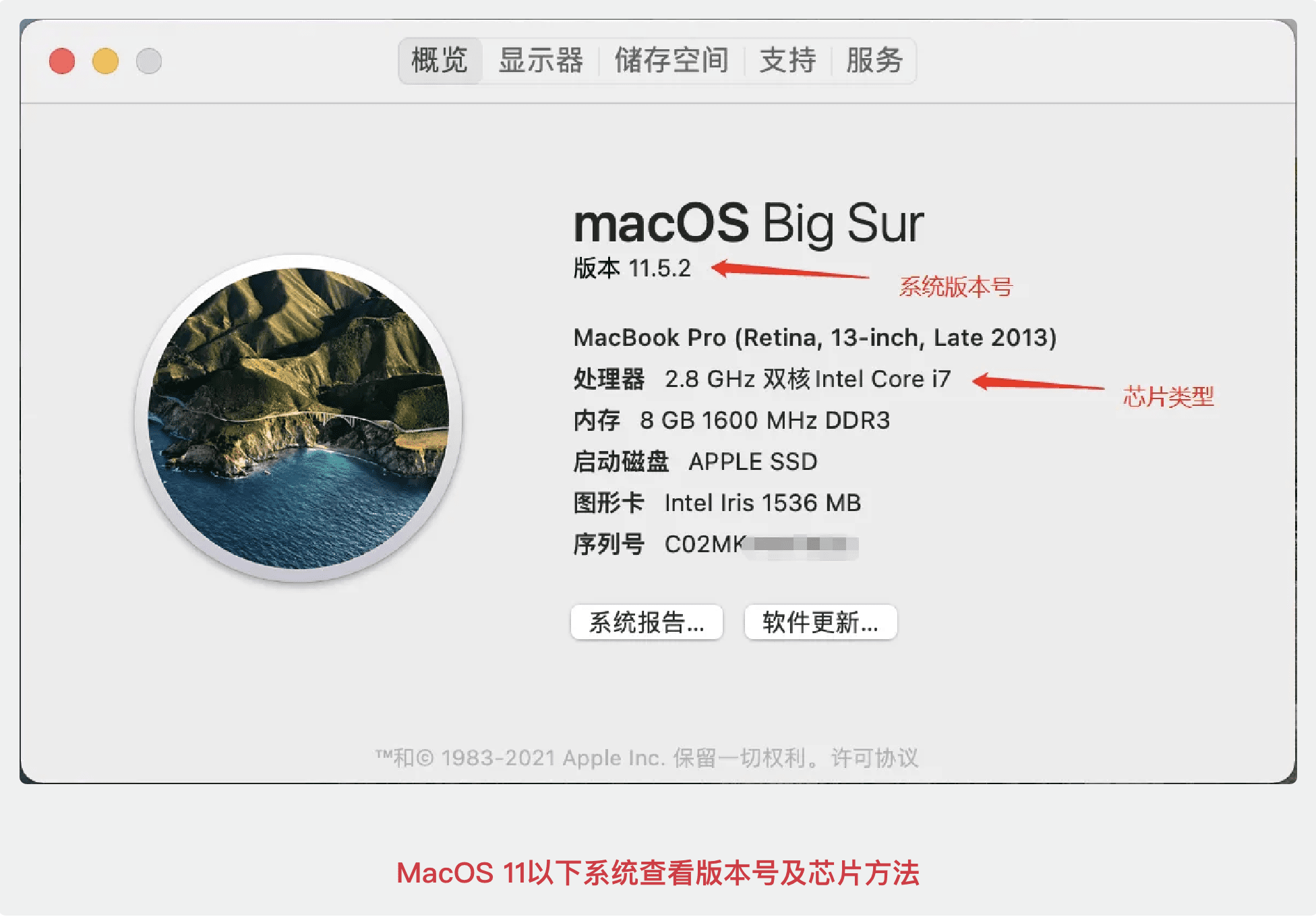 Mac系统查看版本号及芯片方法